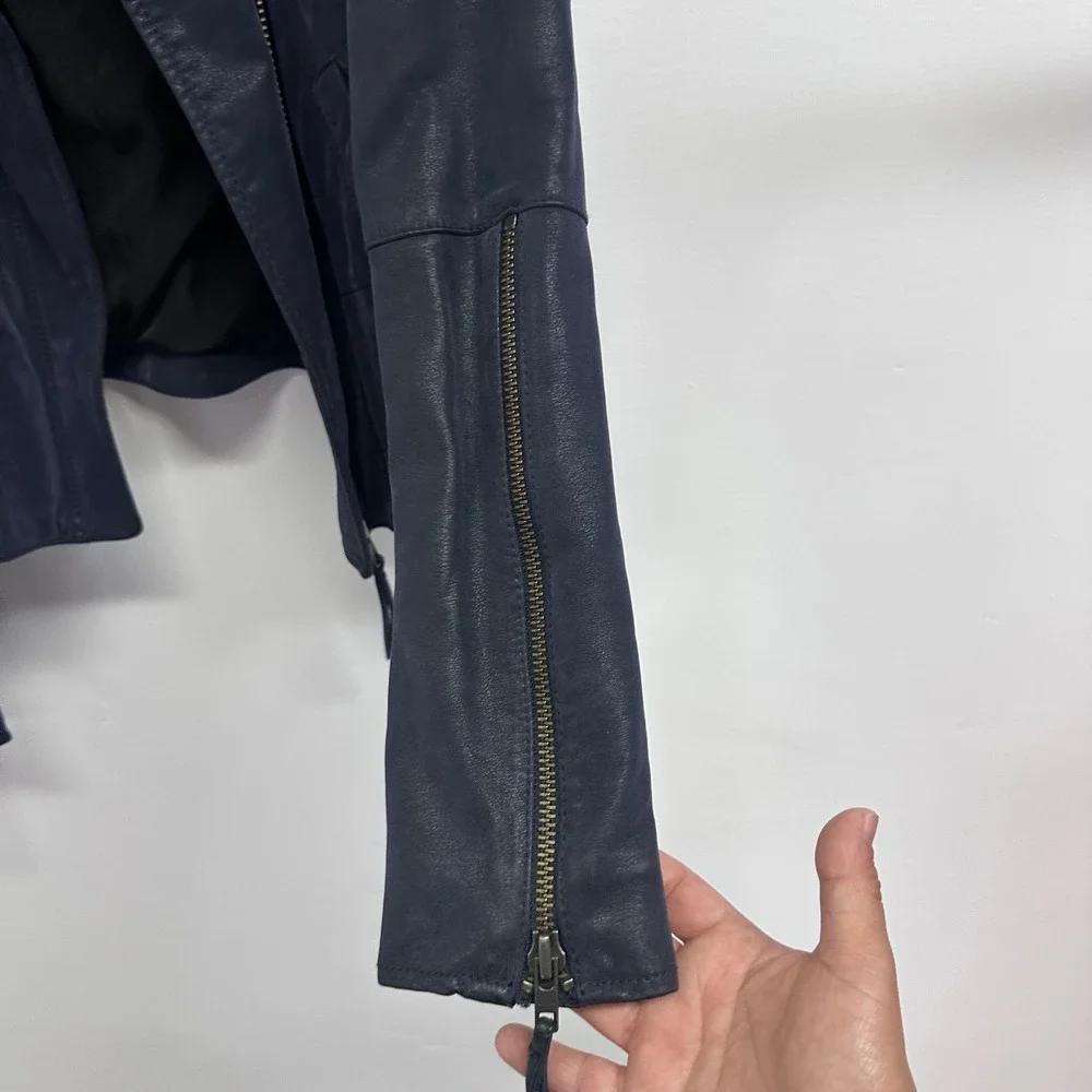 Free People boho‎ Distressed Moto Jacket Faux Leather Zippers indie 2016 grunge